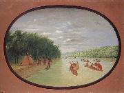 George Catlin Primitive Sailing by the Winnebago indians oil painting picture wholesale